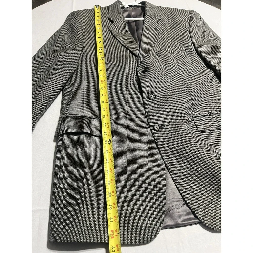 Vintage Canada CHAPS RALPH‎ LAUREN Silk Wool Houndstooth Blazer Jacket Suit 42L